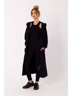 M729 Mikina s kapucňou a dlhým zipsom - čierna