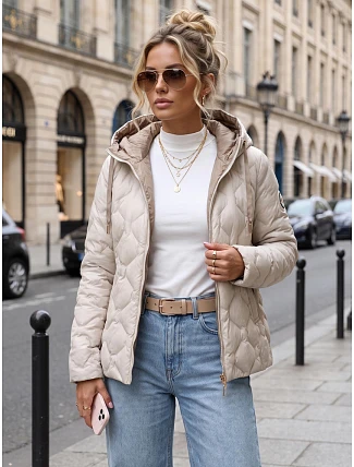 Dámska prešívaná prechodová bunda s kapucňou, svetlošedá, FashionStreet TY5884 Dámska prešívaná prechodová bunda s kapucňou, svetlošedá, FashionStreet TY5884