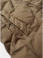 Tmavobéžová dámska vesta s kapucňou a kožušinovým lemom J Style (16M9172-84)