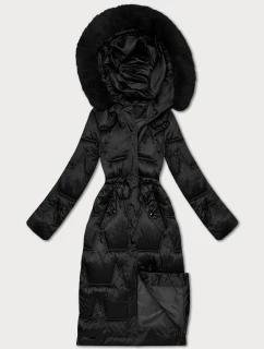 Dámska zimná bunda so šnúrkou v páse S'West black (B8522-1)