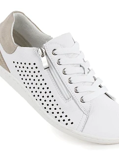 Gino Fabiani OL38-6 dámske biele kožené čižmy naboso a šnurovanie