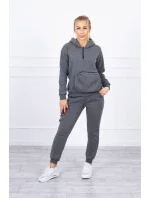 Zateplená súprava s ozdobným vreckom grafitová melanž