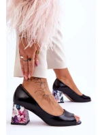 Kožené lodičky s ozdobným podpätkom Leski Shoes 2608/K Black Kožené lodičky s ozdobným podpätkom Leski Shoes 2608/K Black