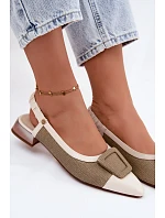 Kožené sandále na podpätku s ozdobnou prackou Maciejka K7466-12 Beige