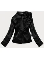 Čierna dekoratívna bunda z ekokože (G85)