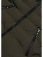 Dámska zimná bunda s kožušinovým golierom army (5M769-136)