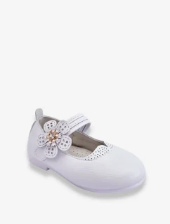 Dětské kožené baleríny s květem bíle Cobi