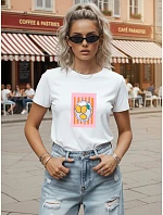 Dámske bavlnené tričko s potlačou citrónov, biele, FashionStreet NX8040RY Dámske bavlnené tričko s potlačou citrónov, biele, FashionStreet NX8040RY