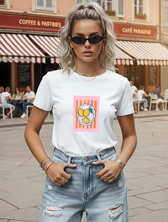 Dámske bavlnené tričko s potlačou citrónov, biele, FashionStreet NX8040RY