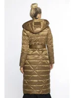 Prešívaný kabát s kapucňou v zlatohnedej farbe (AG1-J9069)