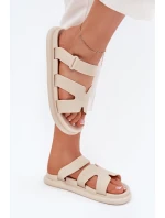 Gumowe Klapki Damskie Z Paskiem Beżowe Tavirae