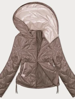 Tmavobéžová dámska bunda so šnúrkami na bokoch S'West (B8235-101)