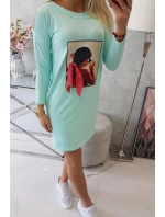 3D mätové šaty s potlačou hrášku a mašľou