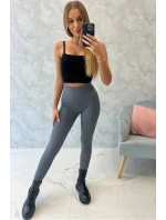 Pruhované legíny v grafitovej farbe