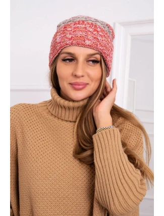 Pola fleecová čiapka K267 červená + svetlo béžová