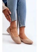Baleriny Damskie Zamszowe Beżowe Lasota