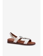 Sandały Damskie Płaskie Z Ozdobami Sergio Leone SK072H Białe