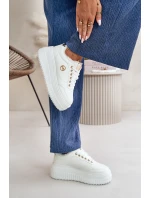 Sneakersy Buty Sportowe Damskie Ocieplane Na Masywnej Podeszwie Białe Ardiela