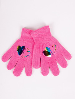 Dievčenské päťprsté rukavice Yoclub s hologramom RED-0068G-AA50-005 Pink