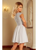 Svetlo šedé dámske šaty s čipkou model 5998787