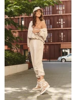 Skórzane Botki Na Koturnie Sznurowane Beżowe Amria