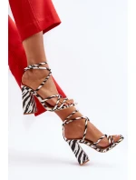 Modne Sandały Na Obcasie Biało-Czarne Josette