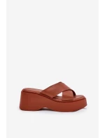 Klapki Damskie Na Platformie I Koturnie Camel Nelithraea