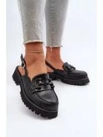 Dámske ploché sandále na podpätku s ozdobou Čierne D&A