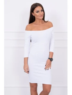 Dámske mini šaty s vrúbkami 8974 White - K-Fashion