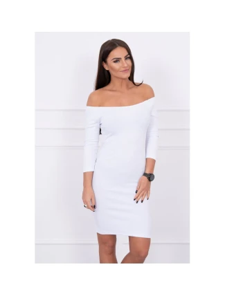 Dámske mini šaty s vrúbkami 8974 White - K-Fashion