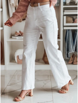 Dámske džínsy so širokými nohavicami DELUSSIA white FashionStreet UY2671 Dámske džínsy so širokými nohavicami DELUSSIA white FashionStreet UY2671
