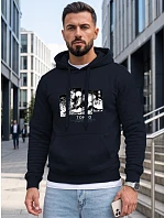 Pánska mikina s kapucňou a potlačou TOKYO, tmavomodrá, FashionStreet NX5146BX