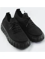 Čierne ažúrové šnurovacie topánky (AA37)