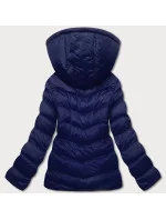 Tmavomodrá dámska bunda s kapucňou pre prechodné obdobie (5M786-215)