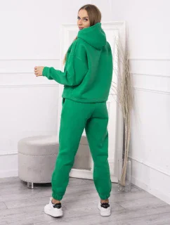 Teplá súprava s mikinou viazanou v spodnej časti v zelenej farbe