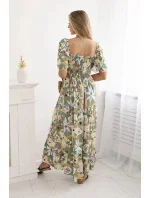 Viskózové šaty s volánovým výstrihom 29477 khaki - Kesi Viskózové šaty s volánovým výstrihom 29477 khaki - Kesi