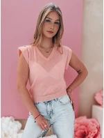 Dámska krátka blúzka SELFINA light pink FashionStreet MY2438