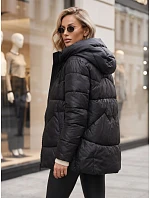 Dámska prešívaná zateplená bunda s kapucňou, čierna, FashionStreet TY5936