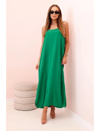 Dlhé šaty bez ramienok zelené