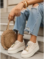 Dámske semišové tenisky so strapcami na platforme béžovej farby FashionStreet ZY1414