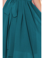 ALIZEE - Dámske šifónové šaty v morskej farbe so zaväzovaním 350-6