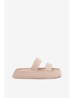 Piankowe Lekkie Klapki Damskie Na Platformie S.Barski ZK51-001 Beżowe