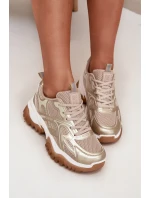 Buty Sportowe Sneakersy Damskie Big Star SS274014 HI-POLY SYSTEM Beżowo-Złote