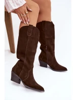 Kožené Semišové Kozačky Dívčí Oteplené Čokoládové Urselle