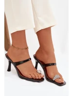 Dámské lodičky na jehlové podpatku s ozdobným detailem Černé Lorissa