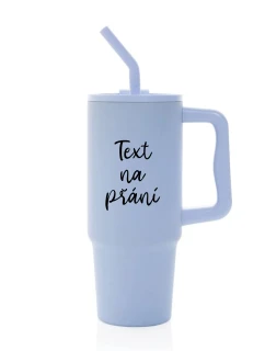 TEXT NA PŘÁNÍ - světle modrý cestovní termohrnek 900 ml  
