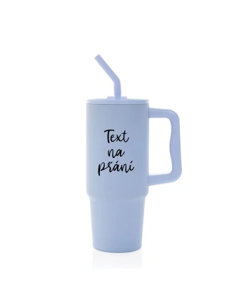 TEXT NA PŘÁNÍ - světle modrý cestovní termohrnek 900 ml  