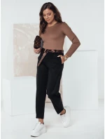 Dámske nohavice LEOCINCIN v jednej veľkosti s opaskom čierne FashionStreet UY2260