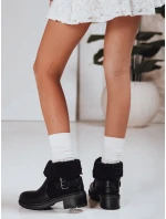 Dámske čižmy z ovčej kože čierne FashionStreet ZY1250 Dámske čižmy z ovčej kože čierne FashionStreet ZY1250