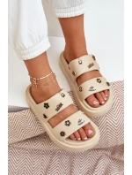 Piankowe Klapki Damskie Z Przypinkami Beżowe Ravanala